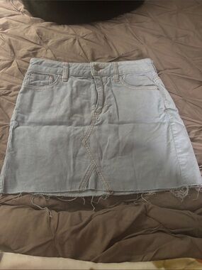 PacSun Light Blue Corduroy Mini Skirt with Frayed Hem